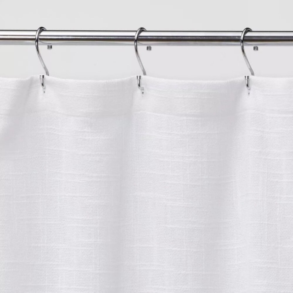 Threshold Woven‎ Linen White Shower Curtain cotton textured MCM minimalist